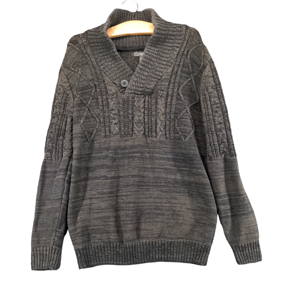 Method Cable Knit Sweater Mens Large Pullover Cowl Neck Multicolor Marled
